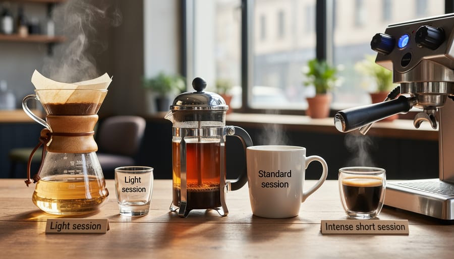 Hands performing pour-over coffee brewing technique with gooseneck kettle